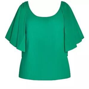 City Chic top spice market green stone flowy oversized blouse plus size 22 new!!